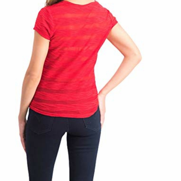 I-N-C Inc Illusion Tie-Front T-Shirt, Real RED Small - Picture 4 of 5